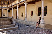 France, Cote d'Or, Beaune, Burgundy climates listed as World Heritage by UNESCO, Hospices de Beaune, Hotel Dieu, the courtyard\n