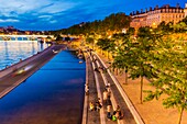 France, Rhone, Lyon, the banks of the Rhone, Victor Augagneur quay, view of the Wilson bridge\n
