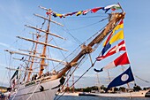 Frankreich, Seine Maritime, Rouen, Armada 2019, Besucher und vertäute Cuauhtemoc