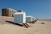France, Pas de Calais, Hardelot, beach huts also known cabins\n