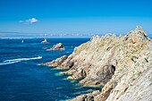 France, Finistere, Plogoff, Pointe du Raz and La Vieille lighthouse\n