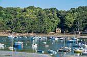 Frankreich, Finistere, Riec-sur-Belon, Hafen Belon am Fluss Belon