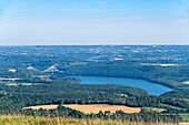 France, Finistere, Armorica Regional Natural Park, Menez-Hom, view over Terenez bridge on the Aulne river\n