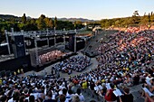 France, Vaucluse, Vaison la Romaine, the ancient theater, songs in common and show during the Choralies in august, music, choir, evening\n