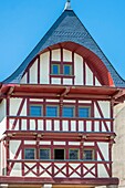 Frankreich, Morbihan, Guemene-sur-Scorff, mittelalterliche Stadt, Fachwerkhaus namens Echoppe (16. Jahrhundert)