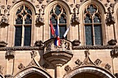France, Pas de Calais, Arras, Detail of the city hall facade listed as World Heritage by UNESCO\n