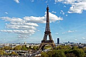 France, Paris, area listed as World Heritage by UNESCO, the Eiffel Tower, the Invalides and the Montparnasse tower\n