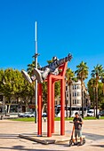 France, Pyrenees Orientales, Perpignan, Catalonia Square, Dali in Levitation of the artists Les Pritchards\n