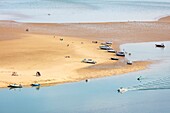 France, Charente Maritime, Re island, Loix, Pointe du Fier, le Bucheron sandbank (aerial view)\n