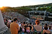 France, Vaucluse, Vaison la Romaine, the ancient theater, songs in common and show during the Choralies in august, music, choir, evening\n