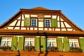 Frankreich, Bas Rhin, Gambsheim, Rathaus, elsässisches Fachwerkhaus