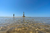 Frankreich, Gironde, Verdon-sur-Mer, Felsplateau von Cordouan, Leuchtturm von Cordouan, klassifizierte historische Monumente, Gesamtansicht