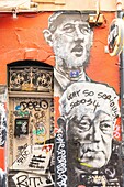 Frankreich, Bouches du Rhone, Marseille, Cours Julien, Graffiti von Jean Gabin und General de Gaulle