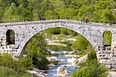 France, Vaucluse, Luberon, Bonnieux, Pont Julien on the Cavalon, roman bridge of the third century BC on Via Domitia on the Calavon Cycle Route\n