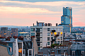 France, Paris, general view of Paris and the Paris Court from a Rooftop of the 18th arrondissement\n