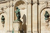 France, Meurthe et Moselle, Nancy, statue of Jacques Callot on Place Vaudémont near Place Stanislas (former Place Royale) built by Stanislas Leszczynski, King of Poland and last Duke of Lorraine in the 18th century, listed as World Heritage by UNESCO\n