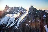 France, Haute Savoie, Chamonix Mont Blanc, Aiguille du Midi (3842m) (aerial view)\n