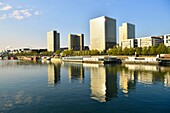 France, Paris, the banks of the Seine river, Bibliotheque Nationale de France (National Library of France) by architect Dominique Perrault\n