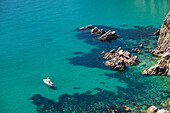 Frankreich, Finistere, Regionaler Naturpark Armorica, Halbinsel Crozon, Telgruc-sur-Mer, Felsen von Guern