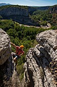 Frankreich, Ardeche, Chauzon, Klettergebiet des Cirque de Gens