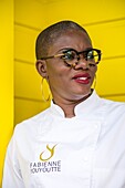 France, Caribbean, Lesser Antilles, Guadeloupe, Grande-Terre, Les Abymes, Fabienne YOUYOUTTE, voted Craftsman of the year of the National Stars & Métiers 2019 Award, ice-cream parlor, pastry-maker and chocolate maker, offers homemade ice creams with the most classic scents the most surprising (sweet potato, gingerbread, chodo, breadfruit, sugar cane...)\n