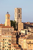 France, Alpes-Maritimes, Grasse, Notre-Dame du Puy cathedral and the Clock Tower\n