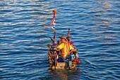 France, Finistère, Brest, ATMOSPHERE Reinier Sijpkens and his Muziekboot, a tiny walnut shell International Maritime Festival Brest 2016\n