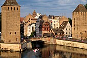 France, Bas Rhin, Strasbourg, old town listed as World Heritage by UNESCO, covered bridges dated 14th century on the Ill river\n