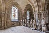 France, Cher, Bourges, St Etienne cathedral, listed as World Heritage by UNESCO, original statues of the western facade stored in the crypt\n