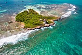 Frankreich, Karibik, Kleine Antillen, Guadeloupe, Grande-Terre, Le Gosier, Luftaufnahme der kleinen Insel Gosier