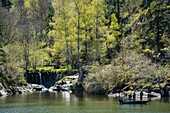 Frankreich, Lozere, Langogne, Lac de Naussac, Cascade du Donozau