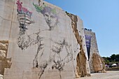 Frankreich, Cote d'Or, Villars Fontaine, La Karriere, Street Art on the Roc Festival, Fresko in einem Steinbruch in Burgund