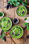 Green pea and broccoli soup