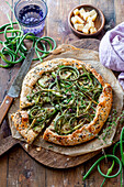 Garlic scapes galette with zucchini