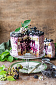 Blackberry cake with blackberry cheesecake layer