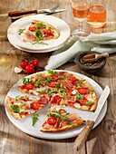 Pizza with mascarpone, Parma ham and arugula