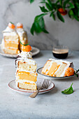 Clementine buttercream cake with baked cheesecake layer