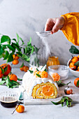 Clementine cake roll with meringue