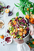 Winter clementine salad with radicchio, avocado and feta