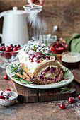 Cranberry gingerbread roulade