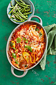 Zucchini parmigiana with green beans