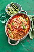 Courgette parmigiana with green beans