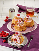 Raspberry cream puffs