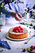 Raspberry and almond cake, gluten-free