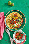 Spicy Zucchini-Omelettes mit gebraten Tomaten