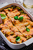 Salmon-spinach lasagnes
