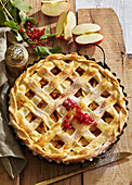 Autumn apple pie with lattice crust
