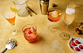 Champs-Elysées with Chartreuse, Sidecar with cognac, Tonic Temple, French 75 with champagne
