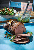 Leg of venison 'low and slow' with herb marinade