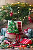 Red velvet Christmas tree cake
